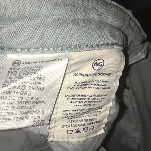 AG Adriano Goldschmied The Stevie Ankle Slim Straight Lt Green Jeans - Picture 4 of 6